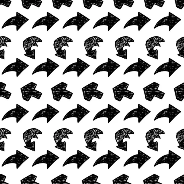 Nahtloses Muster Mit Schwarzen Handgezeichneten Pfeilen Auf Weißem Hintergrund Vektorillustration — Stockvektor