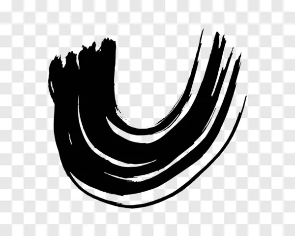 Černé Grunge Půlkruhové Tahy Štětcem Malované Vlnité Pruhy Inkoustu Inkoust — Stockový vektor