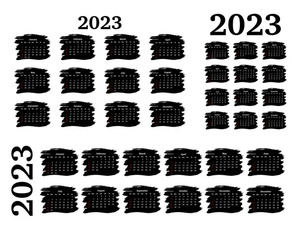 Set Dari Tiga Kalender Untuk 2023 Dalam Bentuk Yang Berbeda - Stok Vektor
