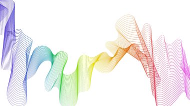 Beyaz zemin üzerinde renkli dalga gradyan çizgileri olan soyut arkaplan. Modern teknoloji arka planı, dalga tasarımı. Vektör illüstrasyonu