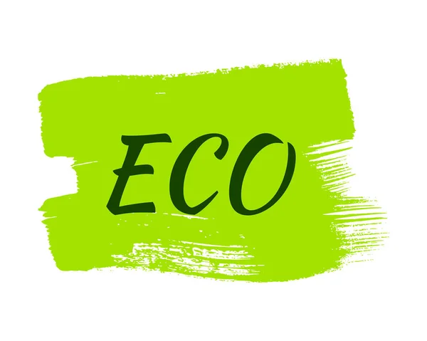 Green Natural Bio Label Inscription Eco Green Label Hand Drawn — Stockvector