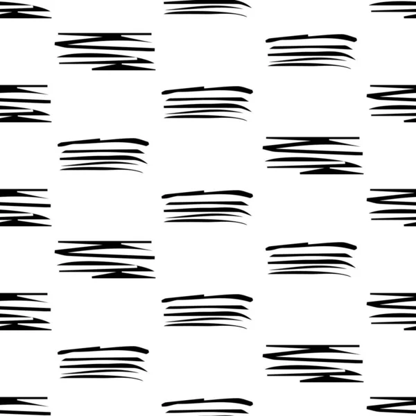 Naadloos Patroon Met Zwarte Penseelstreken Abstracte Vormen Witte Achtergrond Vectorillustratie — Stockvector