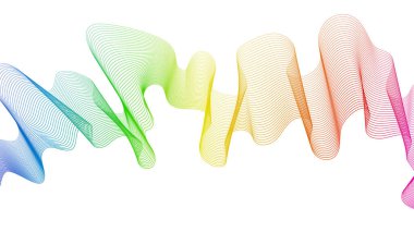 Beyaz zemin üzerinde renkli dalga gradyan çizgileri olan soyut arkaplan. Modern teknoloji arka planı, dalga tasarımı. Vektör illüstrasyonu