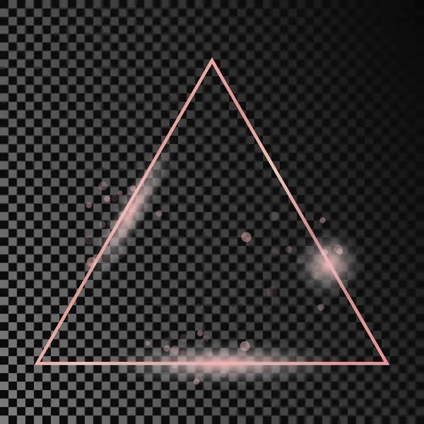 Marco Triangular Brillante Oro Rosa Aislado Sobre Fondo Transparente Oscuro — Archivo Imágenes Vectoriales