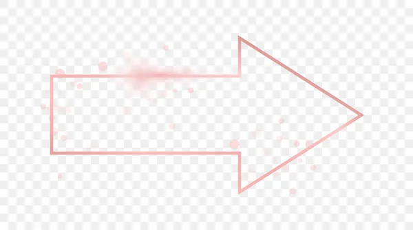 Marco Forma Flecha Brillante Oro Rosa Aislado Sobre Fondo Transparente — Vector de stock