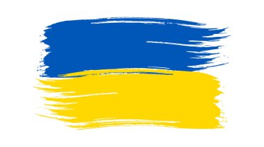 Grunge tarzında Ukrayna ulusal bayrağı. Ukrayna 'nın fırça darbesi bayrağıyla boyanmış. Vektör illüstrasyonu
