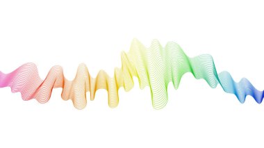 Beyaz zemin üzerinde renkli dalga gradyan çizgileri olan soyut arkaplan. Modern teknoloji arka planı, dalga tasarımı. Vektör illüstrasyonu