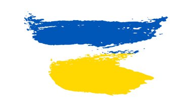 Grunge tarzında Ukrayna ulusal bayrağı. Ukrayna 'nın fırça darbesi bayrağıyla boyanmış. Vektör illüstrasyonu