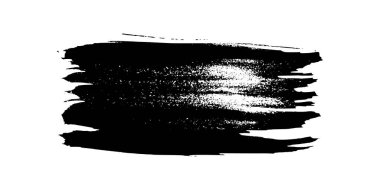 Siyah fırça darbesi. El çizimi mürekkep lekesi beyaz arka planda izole edilmiş. Vektör illüstrasyonu