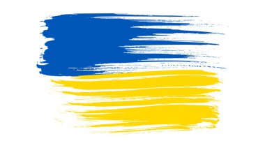 Grunge tarzında Ukrayna ulusal bayrağı. Ukrayna 'nın fırça darbesi bayrağıyla boyanmış. Vektör illüstrasyonu