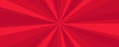 Kırmızı çizgi roman arka planında boş alan ile pop sanat tarzı. Işınlar, noktalar ve yarım ton etkisi olan bir şablon. Vektör illüstrasyonu