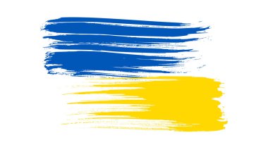 Grunge tarzında Ukrayna ulusal bayrağı. Ukrayna 'nın fırça darbesi bayrağıyla boyanmış. Vektör illüstrasyonu