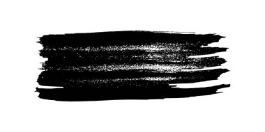 Siyah fırça darbesi. El çizimi mürekkep lekesi beyaz arka planda izole edilmiş. Vektör illüstrasyonu
