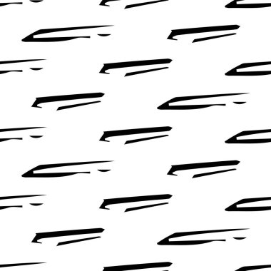 Beyaz arka planda soyut şekillerde siyah kalem fırça darbeleriyle kusursuz desen. Vektör illüstrasyonu