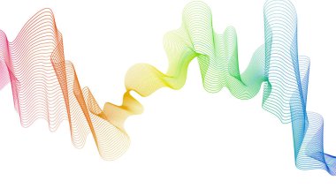 Beyaz zemin üzerinde renkli dalga gradyan çizgileri olan soyut arkaplan. Modern teknoloji arka planı, dalga tasarımı. Vektör illüstrasyonu