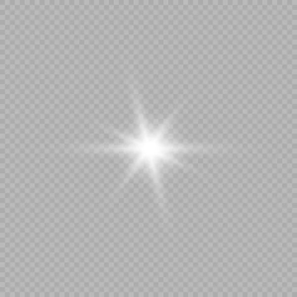 Lichteffekt Von Linsenraketen Weiße Leuchtende Lichter Mit Starburst Effekten Und — Stockvektor