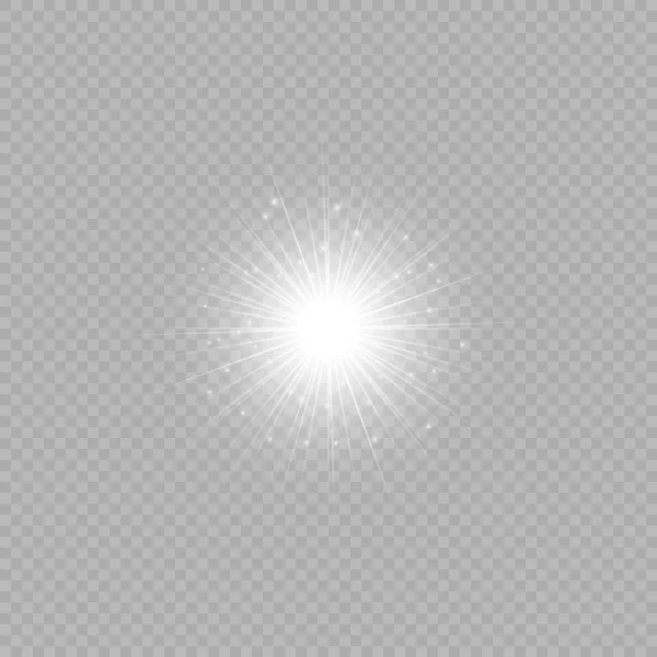 Ljuseffekt Linsbloss Vita Glödande Ljus Starburst Effekter Med Gnistrar Grå — Stock vektor