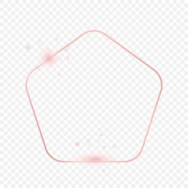 玫瑰金光闪闪的圆形五边形框架隔离在透明的背景 具有发光效果的新框架 矢量说明 — 图库矢量图片