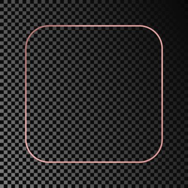 Koyu şeffaf arka planda izole edilmiş gül sarısı yuvarlak kare çerçeve. Parlak efektli parlak bir çerçeve. Vektör illüstrasyonu