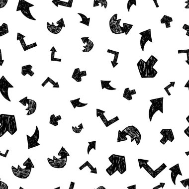 Beyaz arka planda siyah el okları çizilmiş pürüzsüz desen. Vektör illüstrasyonu