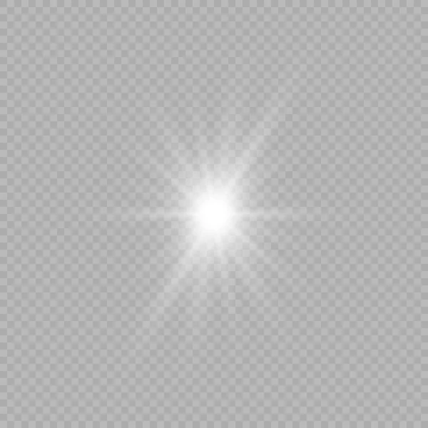 Licht Effect Van Lens Fakkels Witte Gloeiende Lichten Starburst Effecten — Stockvector