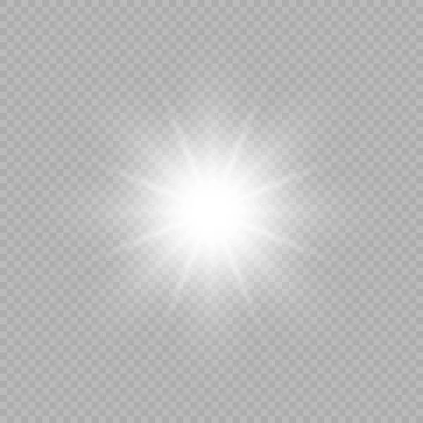 Lichteffekt Von Linsenraketen Weiße Leuchtende Lichter Mit Starburst Effekten Und — Stockvektor