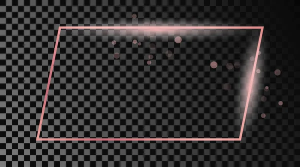 Cadre Rectangulaire Lumineux Rose Isolé Sur Fond Transparent Foncé Cadre — Image vectorielle