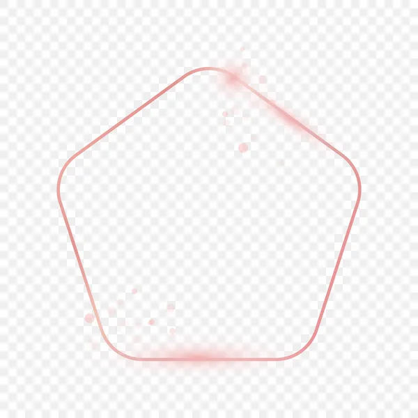玫瑰金光闪闪的圆形五边形框架隔离在透明的背景 具有发光效果的新框架 矢量说明 — 图库矢量图片