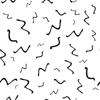 Siyah çizim elli kusursuz desen beyaz arkaplana karalamalı şekil çizmiş. Soyut grunge dokusu. Vektör illüstrasyonu