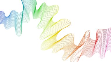 Beyaz zemin üzerinde renkli dalga gradyan çizgileri olan soyut arkaplan. Modern teknoloji arka planı, dalga tasarımı. Vektör illüstrasyonu