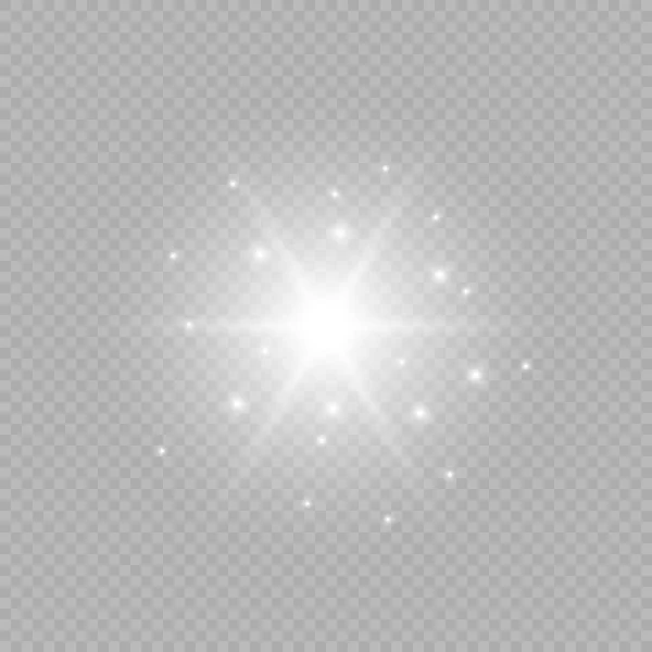 Light Effect Lens Flares White Glowing Lights Starburst Effects Sparkles — Stock Vector