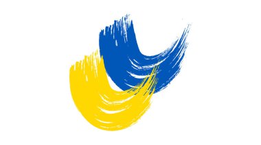 Grunge tarzında Ukrayna ulusal bayrağı. Ukrayna 'nın fırça darbesi bayrağıyla boyanmış. Vektör illüstrasyonu