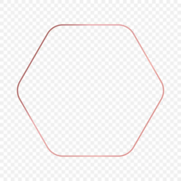 玫瑰金光闪闪的圆形六边形框架隔离在透明的背景 具有发光效果的新框架 矢量说明 — 图库矢量图片