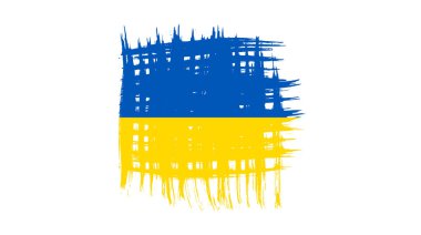 Grunge tarzında Ukrayna ulusal bayrağı. Ukrayna 'nın fırça darbesi bayrağıyla boyanmış. Vektör illüstrasyonu