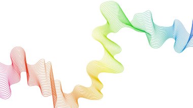 Beyaz zemin üzerinde renkli dalga gradyan çizgileri olan soyut arkaplan. Modern teknoloji arka planı, dalga tasarımı. Vektör illüstrasyonu