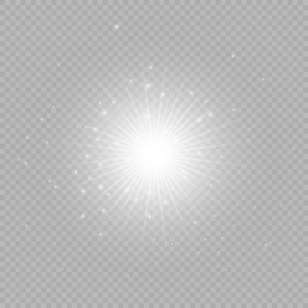 Efecto Luminoso Las Bengalas Luces Blancas Brillantes Efectos Explosión Estelar — Archivo Imágenes Vectoriales