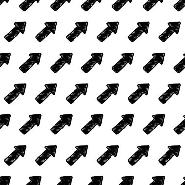 Beyaz arka planda siyah el okları çizilmiş pürüzsüz desen. Vektör illüstrasyonu