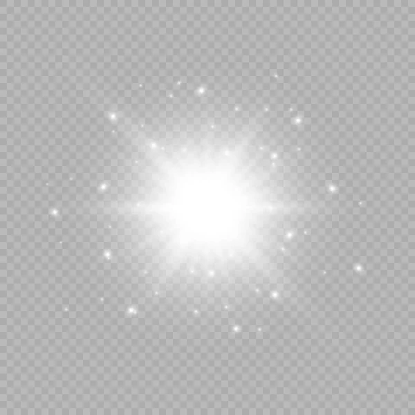 Efeito Luz Dos Flares Lente Luzes Brilhantes Brancas Efeitos Starburst — Vetor de Stock