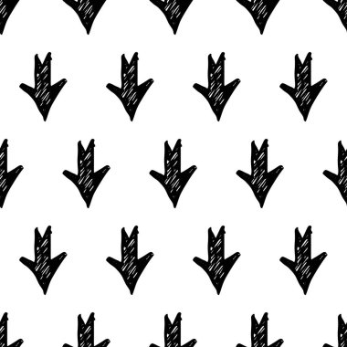 Beyaz arka planda siyah el okları çizilmiş pürüzsüz desen. Vektör illüstrasyonu