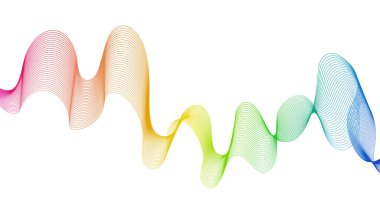 Beyaz zemin üzerinde renkli dalga gradyan çizgileri olan soyut arkaplan. Modern teknoloji arka planı, dalga tasarımı. Vektör illüstrasyonu