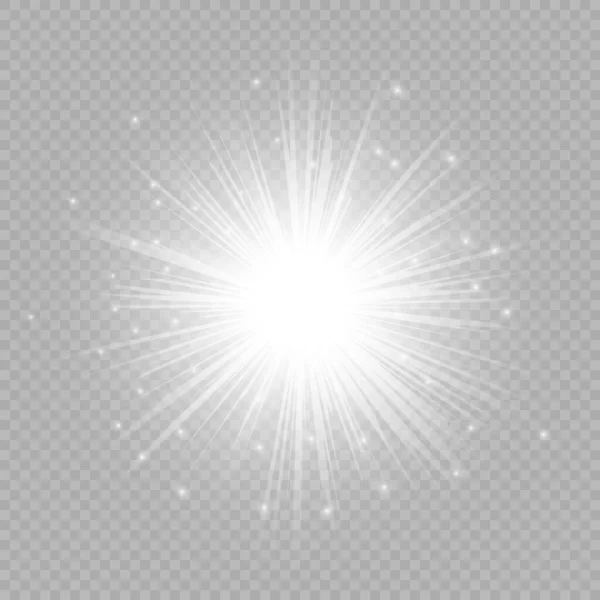 Efecto Luminoso Las Bengalas Luces Blancas Brillantes Efectos Explosión Estelar — Vector de stock