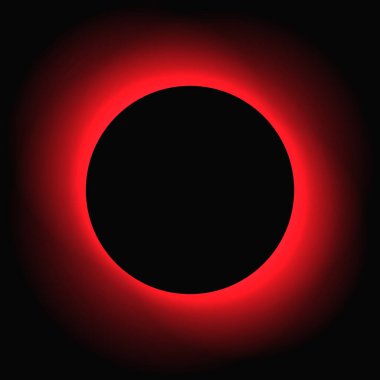 Circle illuminate frame with gradient. Red round neon banner isolated on black background. Vector illustration