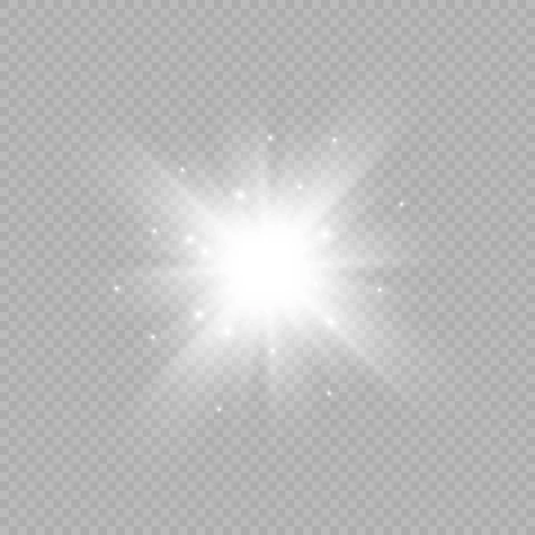 Световое Воздействие Бликов Объектива Белые Светящиеся Огни Звездопад Эффекты Блестками — стоковый вектор