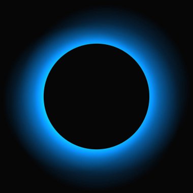 Circle illuminate frame with gradient. Blue round neon banner isolated on black background. Vector illustration