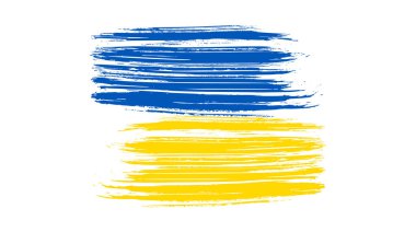 Grunge tarzında Ukrayna ulusal bayrağı. Ukrayna 'nın fırça darbesi bayrağıyla boyanmış. Vektör illüstrasyonu