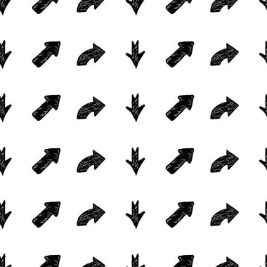 Beyaz arka planda siyah el okları çizilmiş pürüzsüz desen. Vektör illüstrasyonu