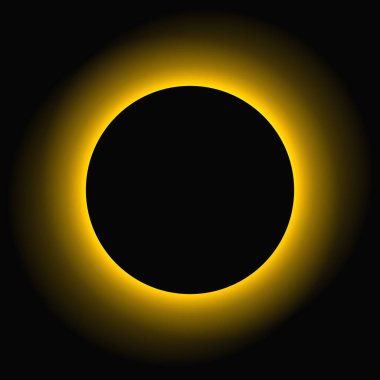 Circle illuminate frame with gradient. Yellow round neon banner isolated on black background. Vector illustration