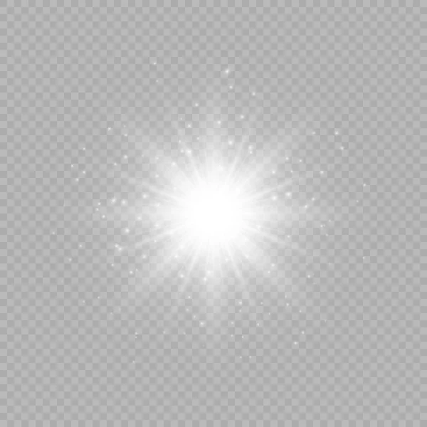 Efecto Luminoso Las Bengalas Luces Blancas Brillantes Efectos Explosión Estelar — Archivo Imágenes Vectoriales