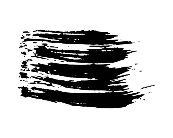 Coup Pinceau Noir Tache Encre Dessinée Main Isolée Sur Fond — Image vectorielle