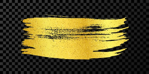 Gold Brush Stroke Hand Drawn Ink Spot Isolated Dark Background — Vector de stock